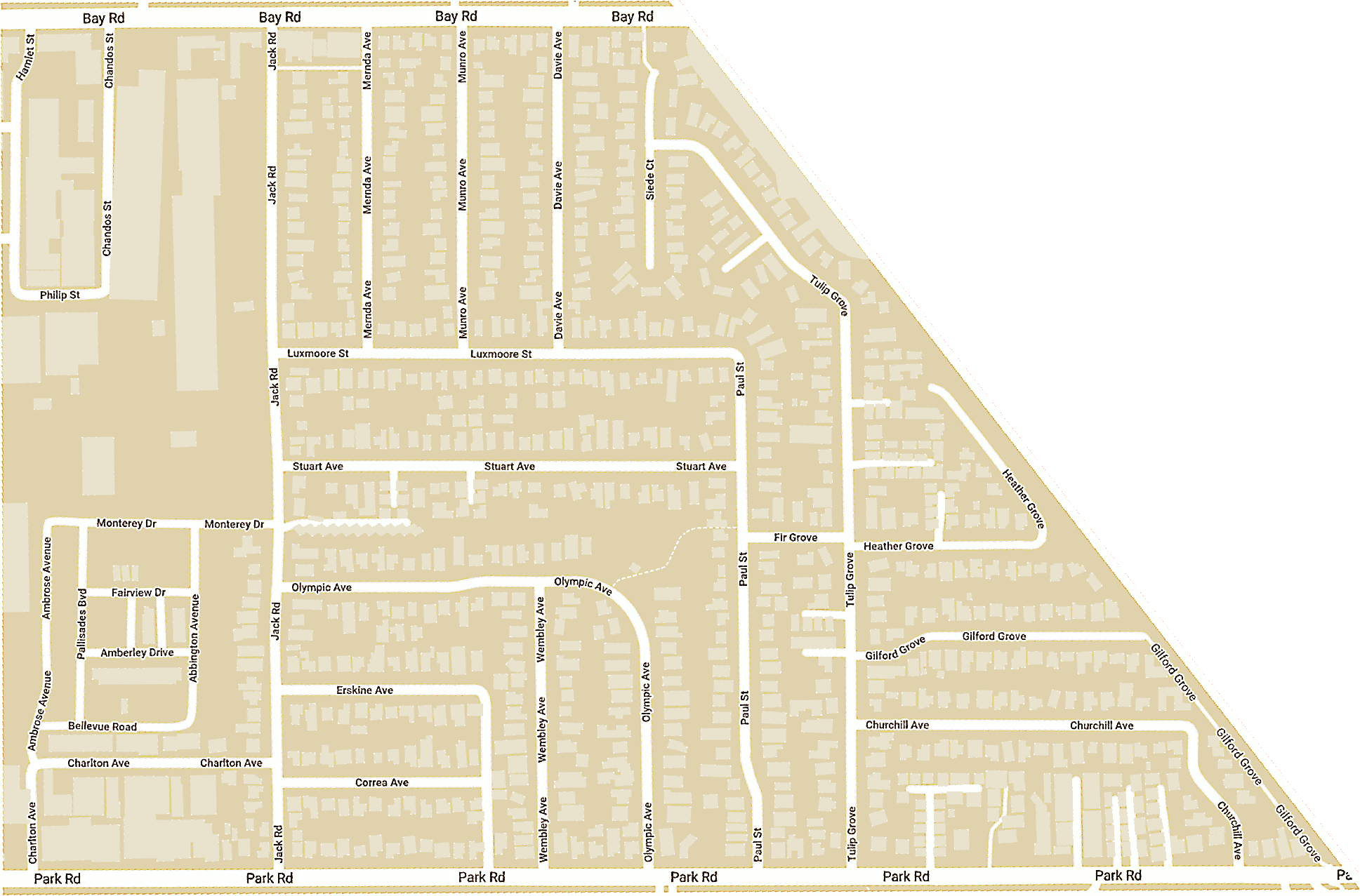 A map of Pennydale's streets.
